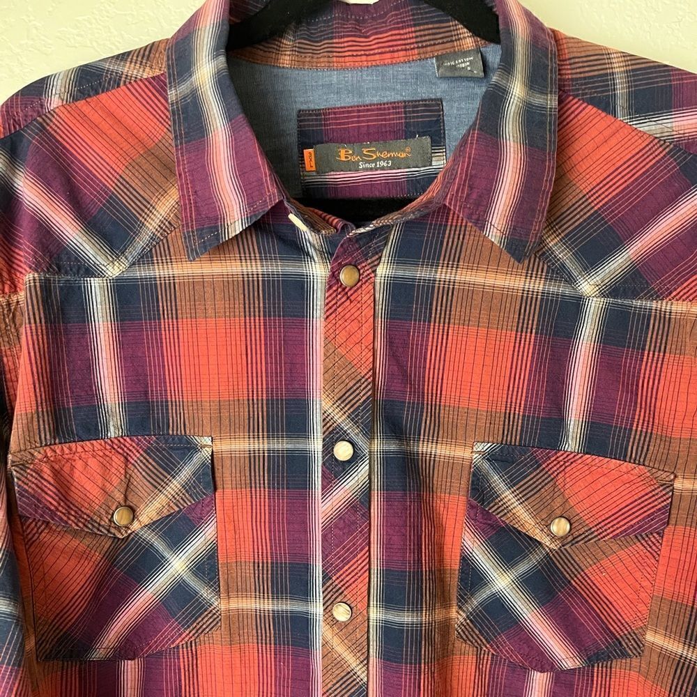 Gently Used 3XL Ben Sherman Plaid L/S Western-wear Shirt